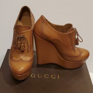GUCCI  5.5" Platform Wedges with Tassel Laces
